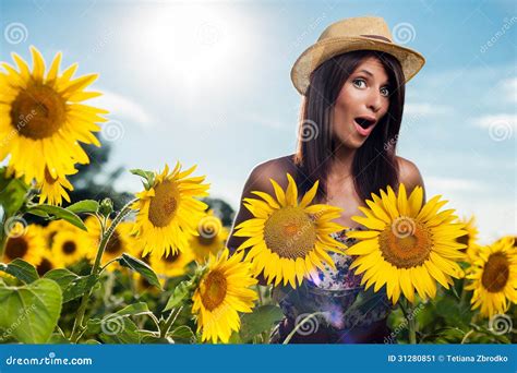 Sunflower Breast Stock Image Image Of Adult Happiness