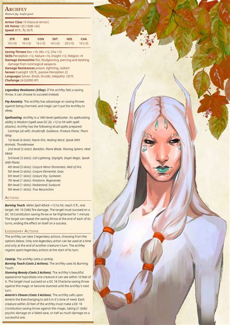 My Stat Block For Very Powerful Cr24 Summer Themed Archfey Dnd