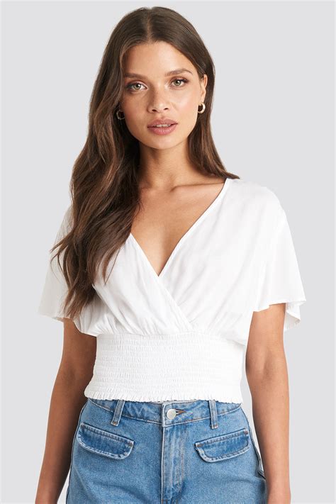 Welcome to my official twitter✌️enjoy! Julia Wieniawa X Na-Kd Overlapped Smocked Top White | ModeSens