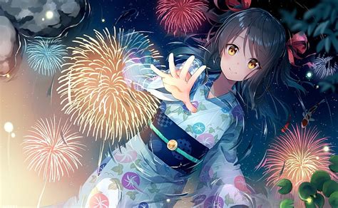 720p Free Download Anime Girl Girl Orange Anime Fireworks Hand