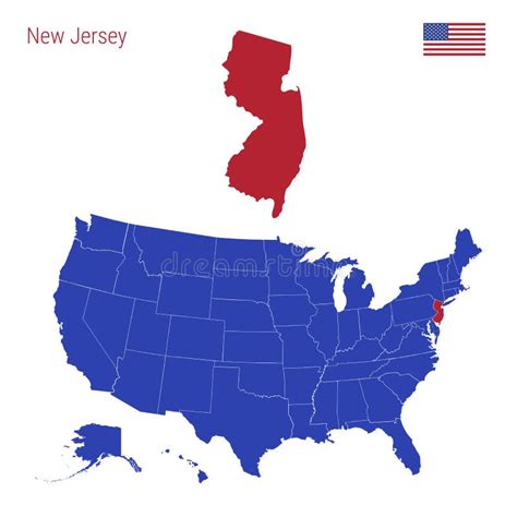 El Estado De Nueva Jersey Se Resalta En Rojo Mapa Vectorial De Los