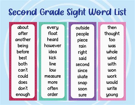 Sight Word List For Nd Grade