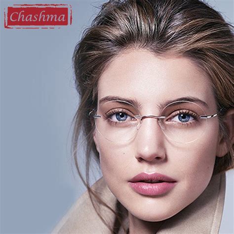 chashma new brand titanium rimless eyeglasses frames ultra light myopia round vintage glasses