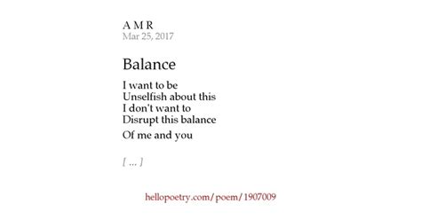 Balance by A M R - Hello Poetry