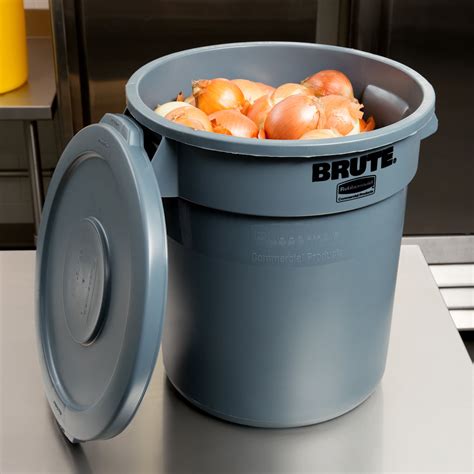 Rubbermaid Brute 10 Gallon Gray Trash Can And Lid