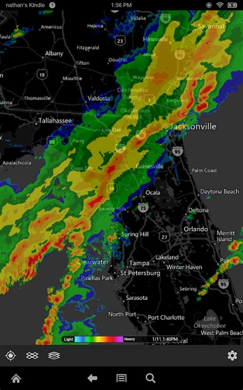 Radar zobrazuje místa, na kterých se vyskytují srážky (přeháňky, bouřky, trvalé srážky). Pocasi radar android