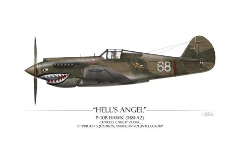 Flying Tiger P 40 Warhawk Aviation Art Print Profile Wwii Maps