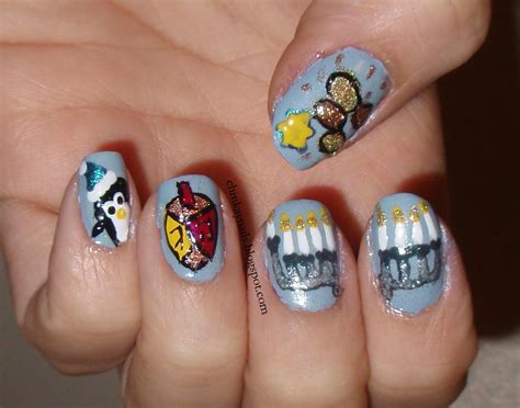 חנוכּה אױ חנוכּה khanike oy khanike). ehmkay nails: Chanukah Nails for Night #3