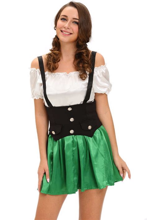 Shamrock Sweetie 2pcs Green Beer Girl Costume Adults Women On Sale Disfraces Adultos German