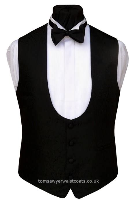 Milford Bow Fronted Black Jacquard Waistcoat Mens Evening Wear Mens