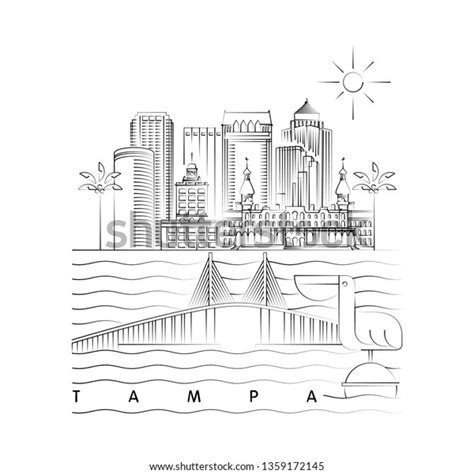 Tampa Skyline Vector Illustration Typography Design Stock Vector