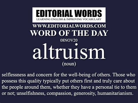 Word Of The Day Altruism 08nov20 Editorial Words