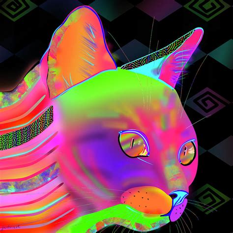 Neon Cat Digital Art By Aly Judin Fine Art America