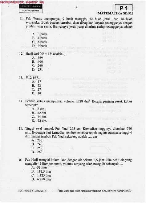 Soal Ujian Sekolah Matematika Kelas Riset