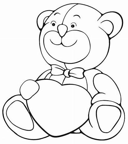 Coloring Bear Pages Teddy Heart Holding Valentine