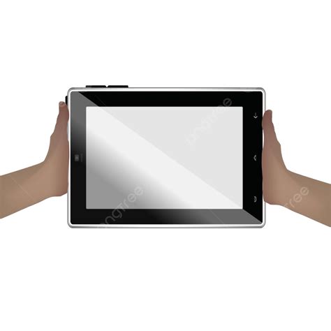 Hands Holding Tablet Computer Blank Screen Laptop Screen Design Vector
