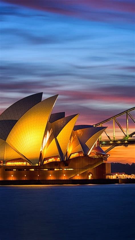 Australia Sydney Opera House El Puente Luces De La Tarde 640x1136