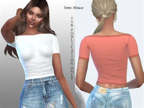 The Sims Resource Womens Simple Basic T Shirt By Sims House Sims 4