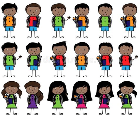 Stick Figure Ethnic Diversity Kids Stock Illustrations 32 Stick