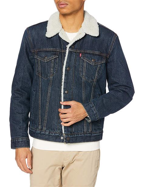 levi s strauss men s sherpa lined cotton denim jean trucker jacket