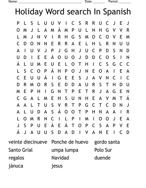 Printable Word Search In Spanish