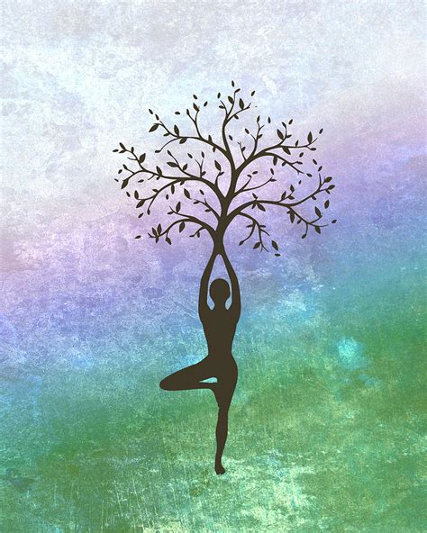 Yoga Tree Pose Balancing Asana Digital Art By Blue Press