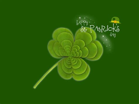 Green Clover Plant Happy St Patricks Day Text Hd Wallpaper
