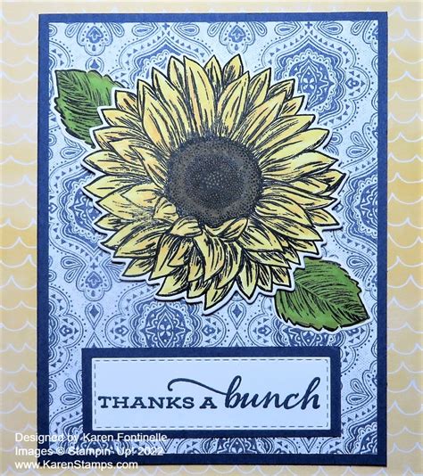 Celebrate Sunflowers Thank You Card Stamping With Karen