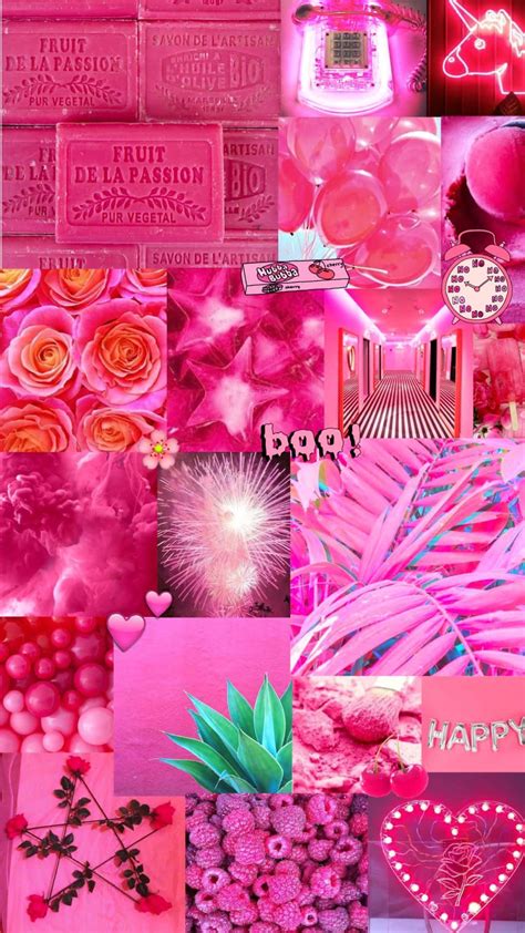 Download Aesthetic Dark Pink Collage Wallpaper