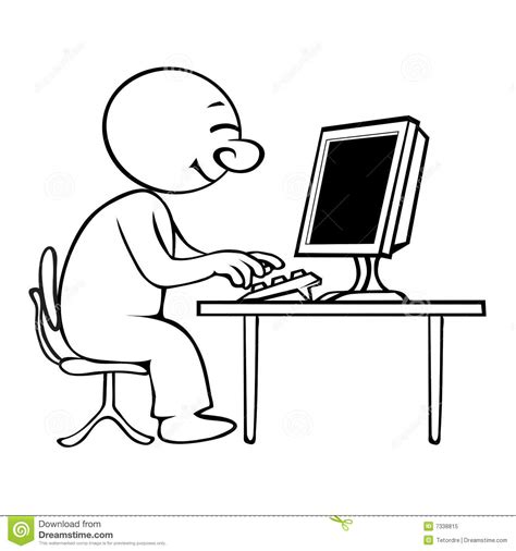 176kb, drawing of working person on computer picture with tags: Comic man in the office stock illustration. Illustration ...