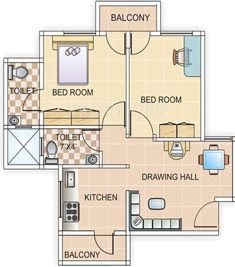 700 Sqft 2 Bedroom Floor Plan Floorplansclick