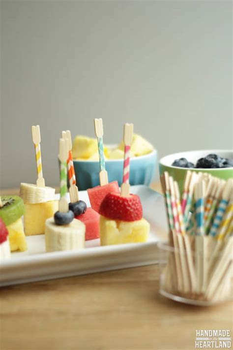 Fruit Kabobs And Dip With Diy Washi Tape Toothpicks Diy Candy