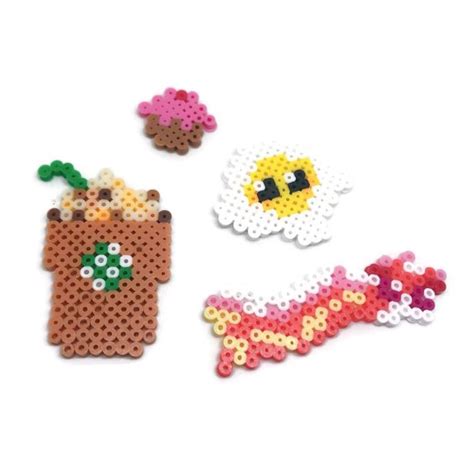 Set Of 4ps Diy Hama Artkal Perler Beads Starbucks Breakfast Set