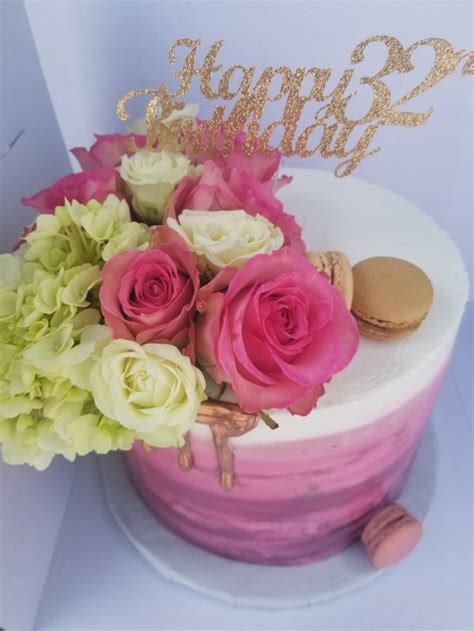 32nd Birthday Blush Burgundy And Gold Drip Cake Drip Cakes Wedding