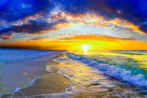 Sunrise On Ocean Waves Beautiful Orange Sunrise Photograph By Eszra