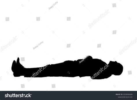 Silhouette Man Lying On Floor Looking Stock Illustration 2230501839