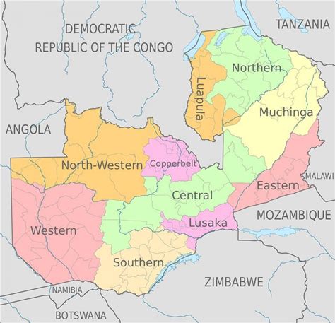 Mapa De Zambia Con Provincias Mapa De Zambia Mostrando