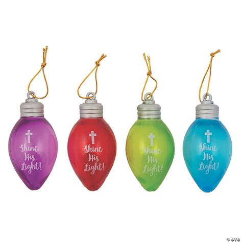 Shine His Light Bulb Christmas Ornaments 12 Pc