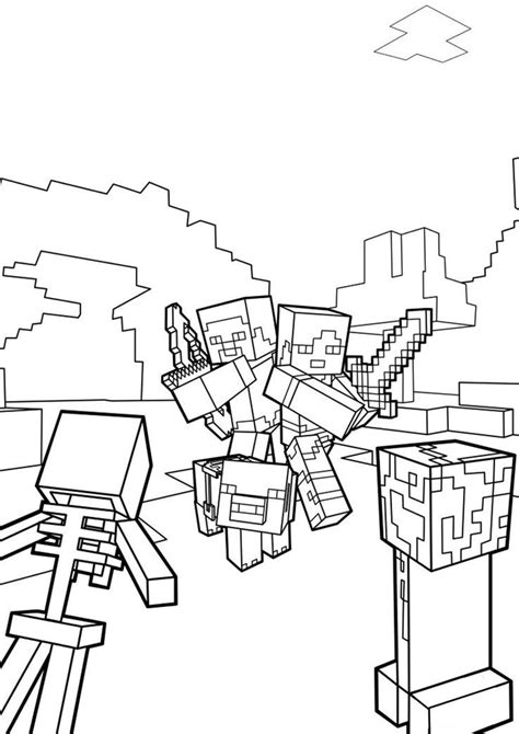 Battle in Minecraft - high-quality free coloring from the category