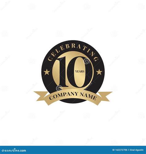 10th Year Celebrating Anniversary Emblem Logo Design Stock Vector