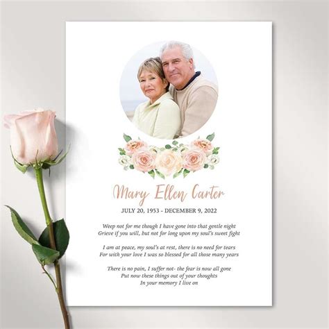 Funeral T Tribute Cards With Photo For A Celebration Of Life 5x7 Handout