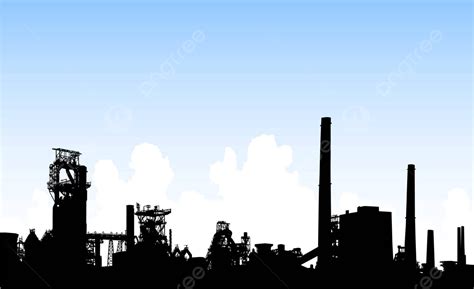 Industrial Skyline Factory View Industrial Vector Factory View