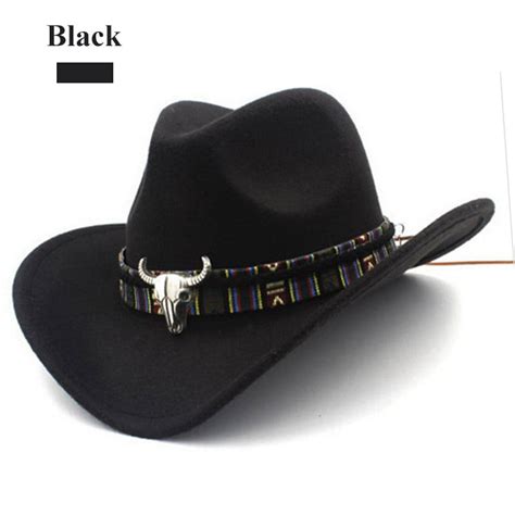 Cowboy Hat For Men Faux Felt Western Outdoor Wide Brim Hat With Strap