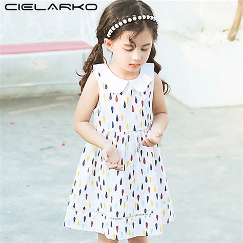 Cielarko Girls Summer Dress Sleeveless Print 2018 Kids Clothing Baby