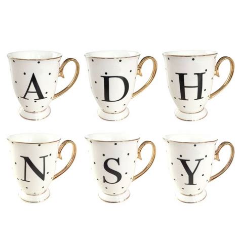 Black And Gold Spotty China Letter Mug By The Letteroom
