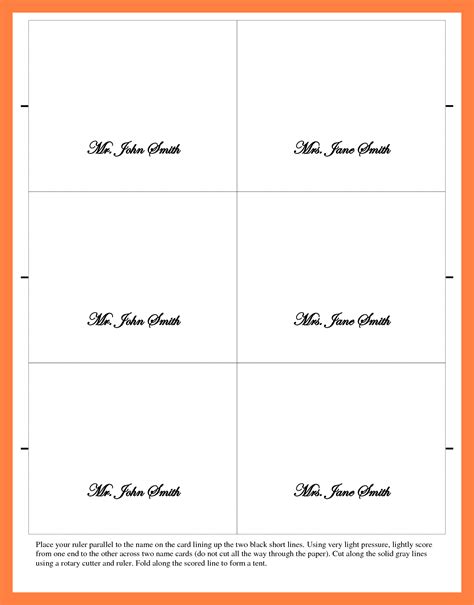 Microsoft Word Place Card Template 6 Per Sheet Cards Design Templates