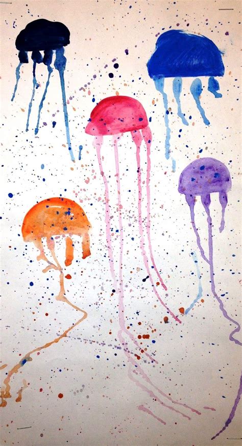 Jellyfish Painting Jellyfish Drawing Drip Painting Jellyfish