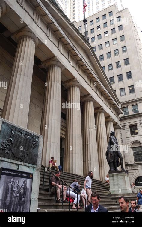 The Federal Hall With Statue Of George Washington At Wall Street Nyc