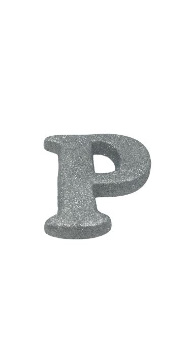 Poly Glitter Letter P Silver