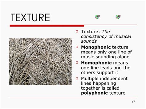 Texture might be described as high or low, depending on the pitch. Fundamental Elements Of Music